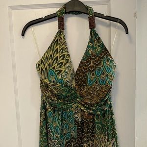 Shoreline Tropical Halter Maxi Dress L/XL Perfect for Vacation/Summer!